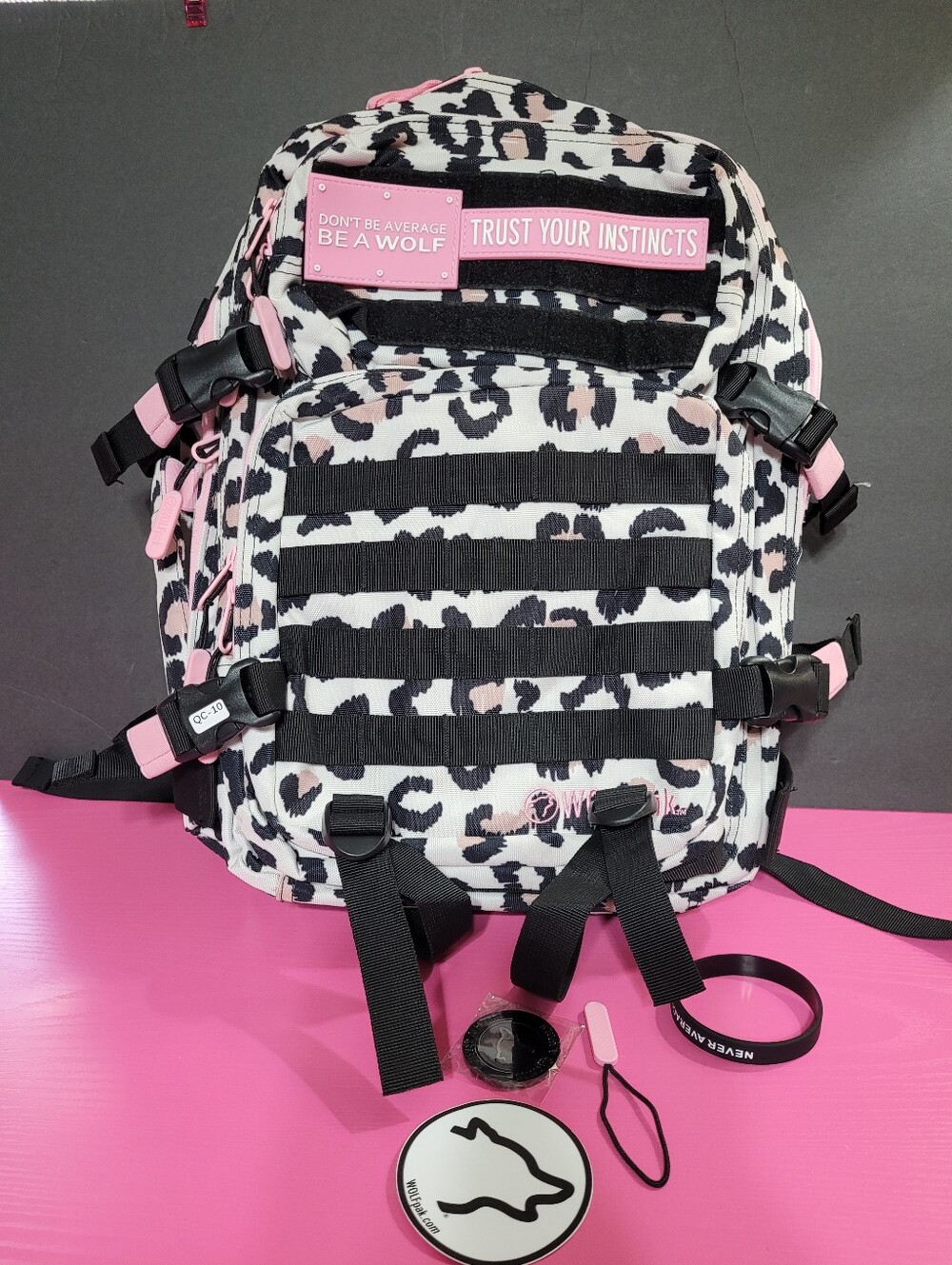 Wolfpak Large Leopard Print Backpack. New.